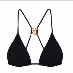 VIX Paula Hermanny Black Triangle Bikini with Gold Accent